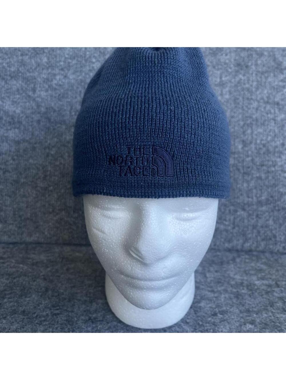 The North Face Navy Blue Knit Beanie Hat One Size Unisex Embroidered Logo